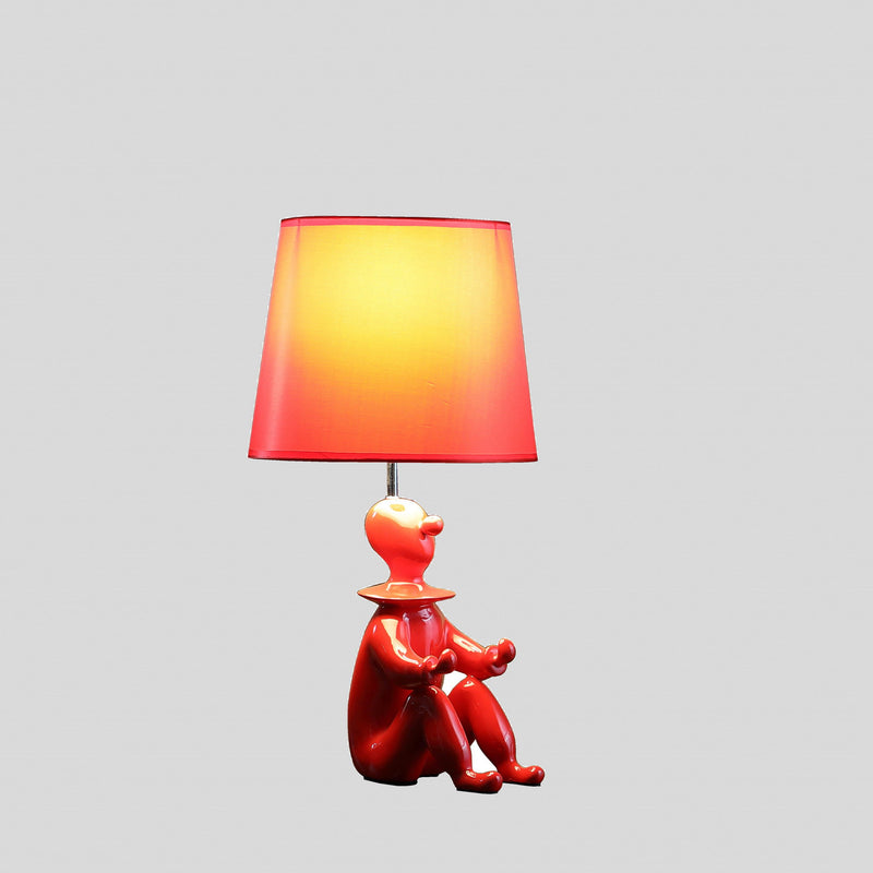 Bedside Table Lamp With Red Empire Shade - Red