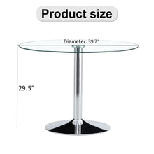 Load image into Gallery viewer, Modern Minimalist Circular Dining Table With Glass Top And Electroplated Metal Legs For Restaurants And Living Rooms - Silver / Transparent

