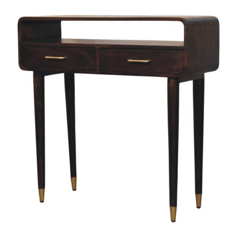 Solid Wood Solid Console Table With Shelf With Two Drawers (719158) - Brown