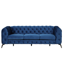 Load image into Gallery viewer, Modern 3-Piece Sofa Sets with Sturdy Metal Legs,Velvet Upholstered Couches Sets Including Three Seat Sofa, Loveseat and Single Chair for Living Room Furniture Set,Blue
