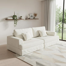 Load image into Gallery viewer, Chenille Modular Stainless Steel Sleeper Sofa With Toss Pillows - White
