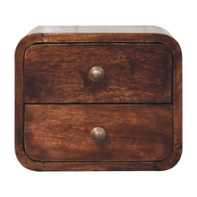 Load image into Gallery viewer, 12" Solid Wood Square Two Drawer Floating Nightstand - Walnut
