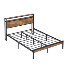 Load image into Gallery viewer, Metal Platform Bed Frame With Wooden Headboard And Footboard With USB Liner, No Box Spring Needed, Under Bed Storage

