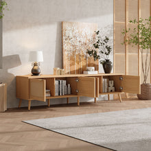 Load image into Gallery viewer, TV Stand With Storage &amp; Cable Holes - Natural Wood
