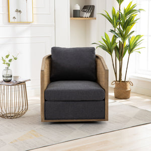 Barrel, Comfy Round Accent Sofa Chair With 360 Degree Swivel, Leisure Arm