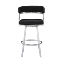 Load image into Gallery viewer, 38" Faux Leather Swivel Low Back Counter Height Bar Chair - Black / Silver
