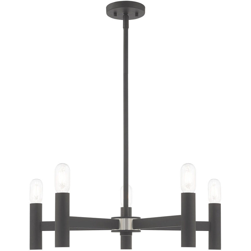 19'' Five Light Dimmable Chandelier With Shades - Gray