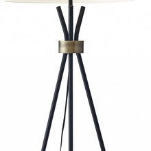 Load image into Gallery viewer, Tripod Floor Lamp With White Empire Shade - Black
