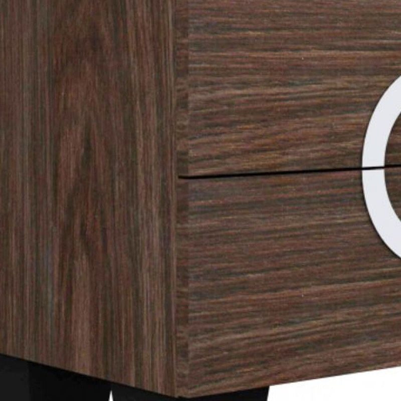 Two Drawers Manufactured Wood Mirrored Nightstand - Brown