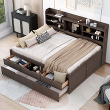 Load image into Gallery viewer, Captain Bed With Built In Bookshelves, 3 Storage Drawers, And Trundle
