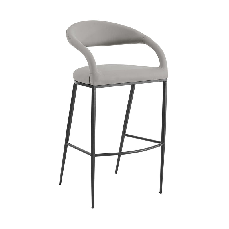 26" Contemporary Faux Leather And Iron Low Back Counter Height Bar Chair - Gray