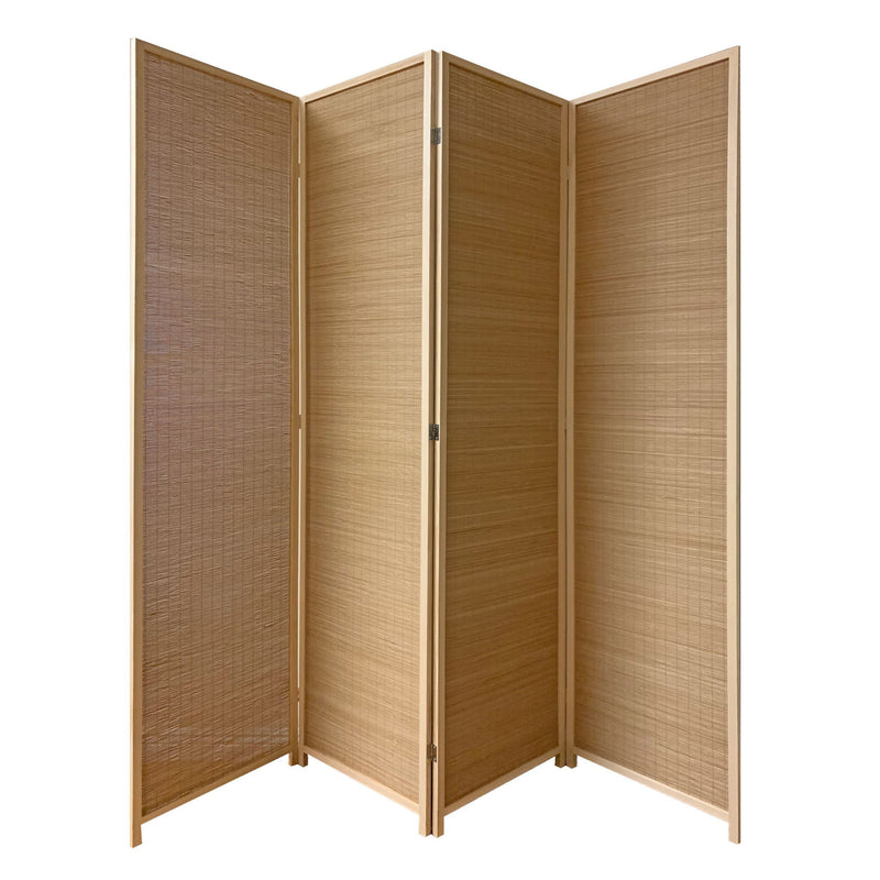 Bamboo 4 Panel Room Divider Screen - Light Brown