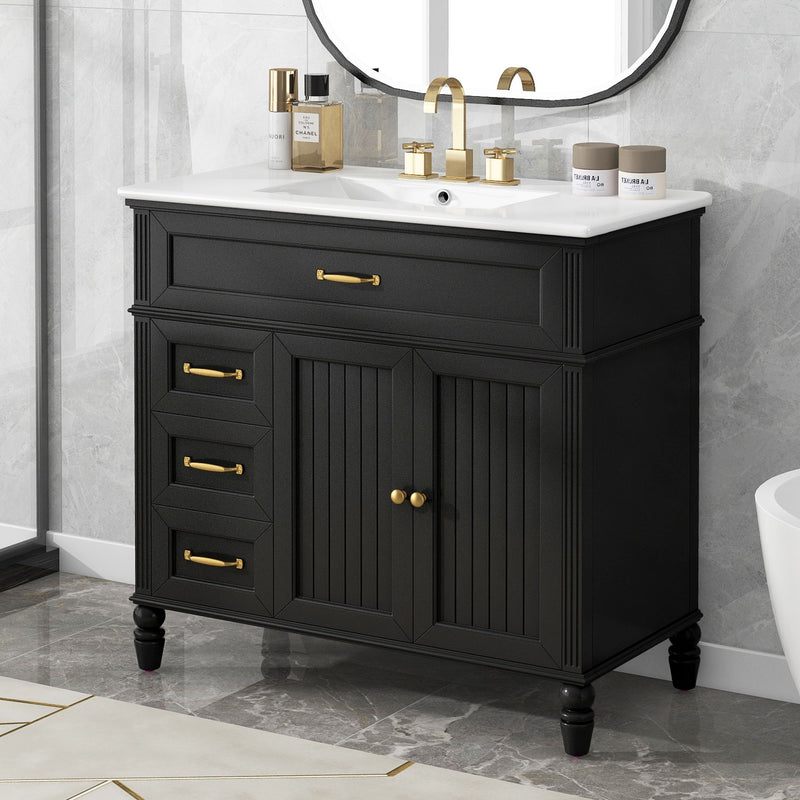 Bathroom Vanity With Sink, Freestanding Cabinet & Drawers