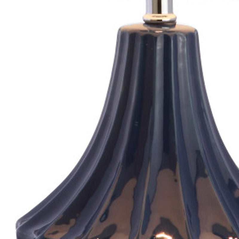 25" Novelty Table Lamp With Drum Shade - Navy Blue