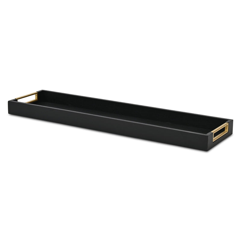 32" Solid Wood Handmade Vanity Tray With Handles - Black