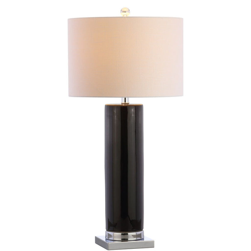 Table Lamp With Drum Shade - Silver / Black
