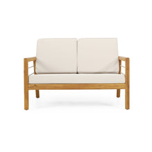 Load image into Gallery viewer, 2 Piece Seating Group with Cushions, Teak + Silver + Beige
