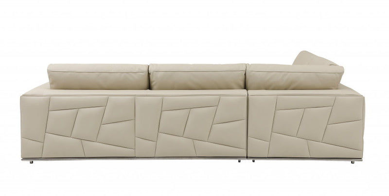 Italian Leather Reclining L-Shaped 2 Piece Corner Sectional - Beige