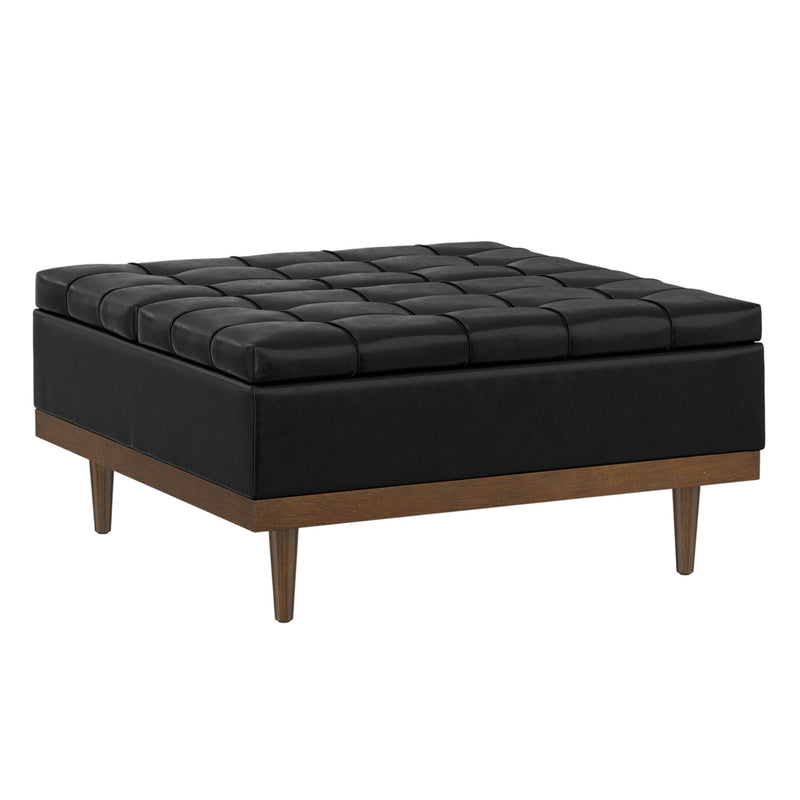 Modern Upholstery Storage Ottoman - Walnut / Black