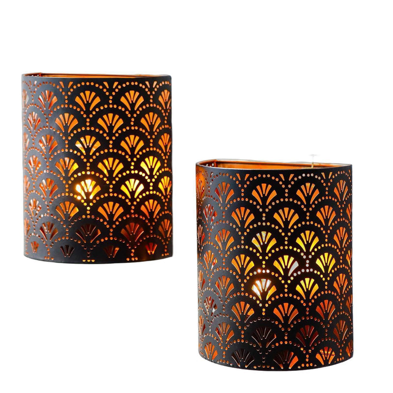 Geometric Battery Powered Desk Lamps With Cylinder Shades (Set of 2) - Bronze