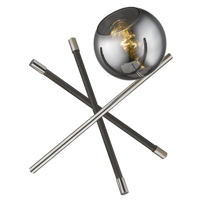 Metal Tripod Table Lamp With Nickel Globe Shade - Black
