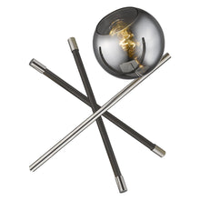 Load image into Gallery viewer, Metal Tripod Table Lamp With Nickel Globe Shade - Black
