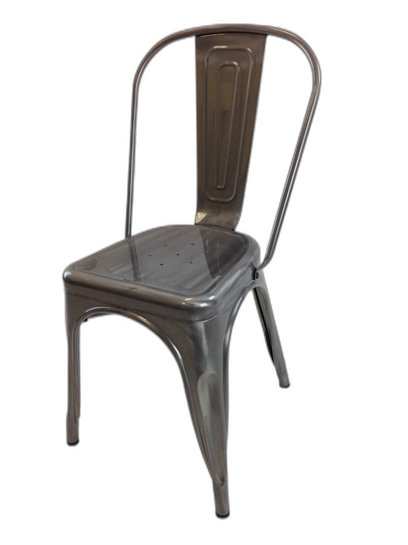 Metal Partially Open Back Dining Side Chairs (Set of 4) - Gray