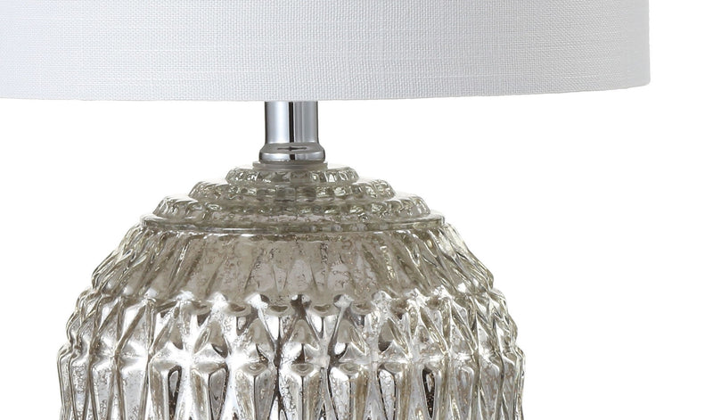 21" Novelty Table Lamp LED With Globe Shade - Silver / Pearl Silver