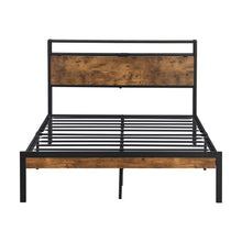 Load image into Gallery viewer, Metal Platform Bed Frame With Wooden Headboard And Footboard With USB Liner, No Box Spring Needed, Under Bed Storage
