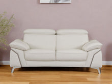 Load image into Gallery viewer, Italian Leather Sofa With Silver Legs - White
