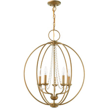 Load image into Gallery viewer, 28" Five Light Dimmable Chandelier With Shades - Antiqued Gold
