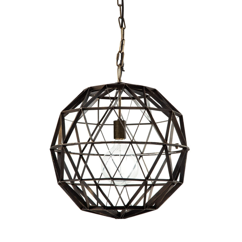 Metal Geometric Globe Hanging Light - Black