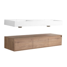 Load image into Gallery viewer, Contemporary Wall Mounted Bathroom Vanity With Dual Resin Sink And Soft Close Drawer
