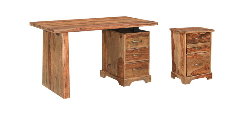 Pedestal Executive Desk With Three Drawers - Brown
