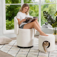 Load image into Gallery viewer, Barrel Chair &amp; Built In Storage, 360° Swivel - Beige
