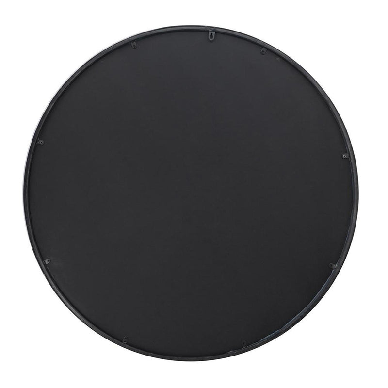 36" Round Iron Framed Antiqued Glass Accent Mirror - Black