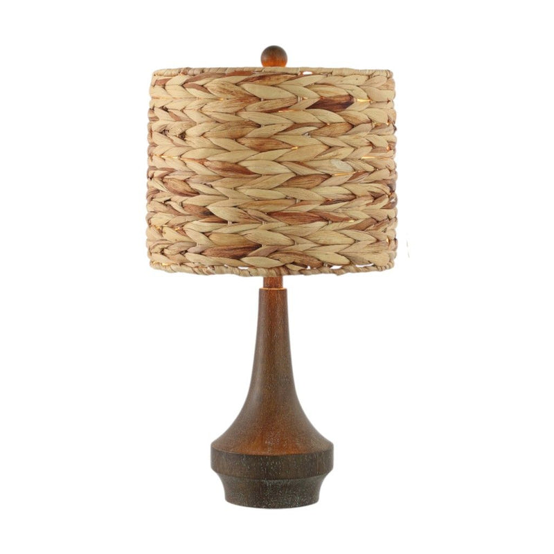 Gourd Bedside Lamps With Drum Shades (Set of 2) - Dark Brown / Natural