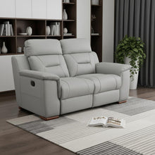 Load image into Gallery viewer, Faux Leather Manual Reclining Love Seat - Gray / Brown
