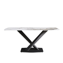Load image into Gallery viewer, Modern Artificial Stone Pandora White Curved Metal Leg Dining Table, Can Accommodate 6-8 People - Antique White
