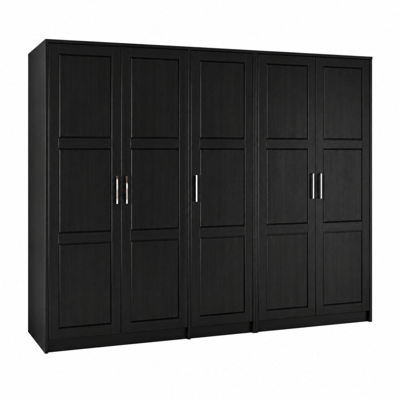 Solid Wood Five Door Combo Dresser - Black