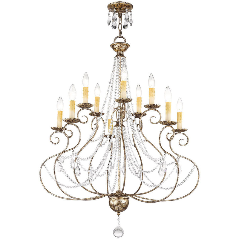 38'' Ten Light Dimmable Chandelier With Shades - Bronze
