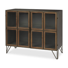Load image into Gallery viewer, 37" Metal And Solid Wood Accent Cabinet With Two Doors - Brass
