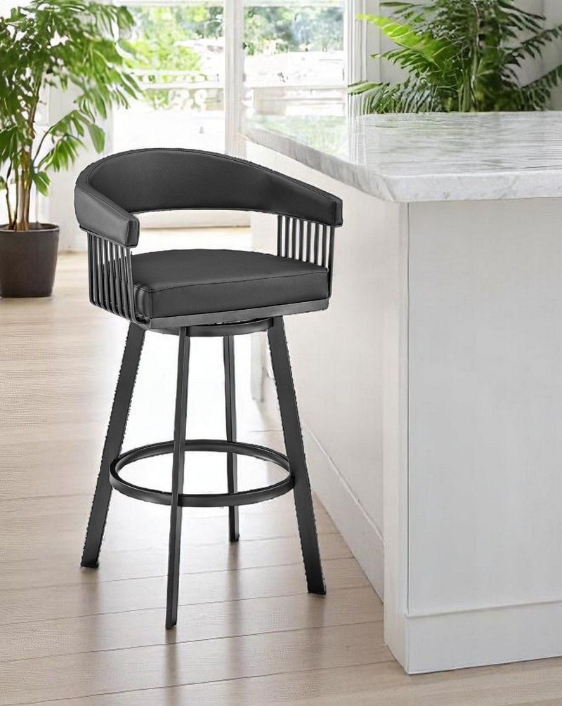 Swivel Low Back Bar Height Bar Chair - Black