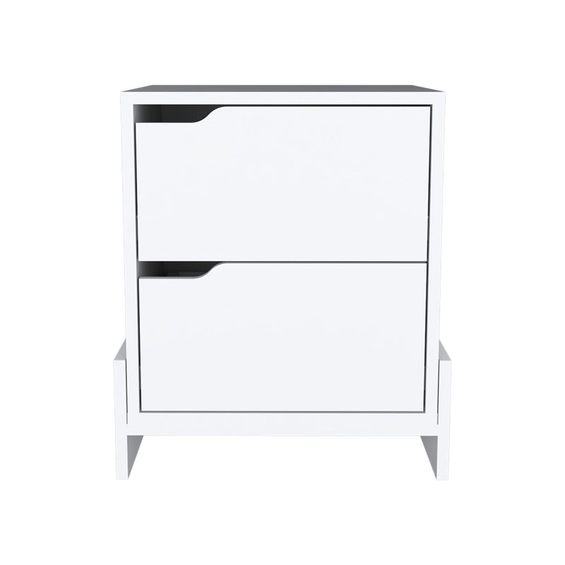 Wood Two Drawer Nightstand (734192) - White