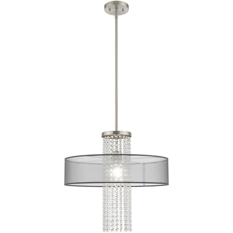 28" Dimmable Chandelier With Shades - Nickel