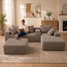 Load image into Gallery viewer, U-Shaped Modular Sofa With Cup Holders And Storage For Living Rooms - Coffee
