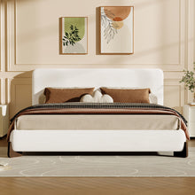 Load image into Gallery viewer, Elegant Boucle Upholstered Bed With Solid Wood Legs

