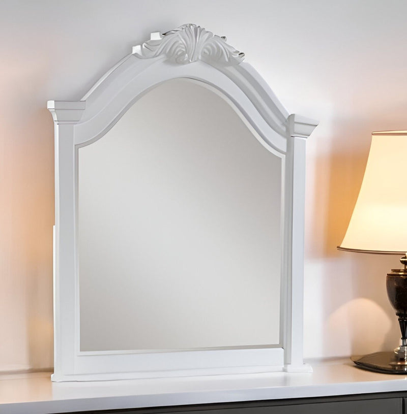 43" Crowned Top Framed Mounted Dresser Mirror - White