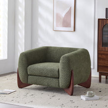 Load image into Gallery viewer, Modern Upholstered Boucle Arm Chair With Tuxedo Design And Triangular Legs
