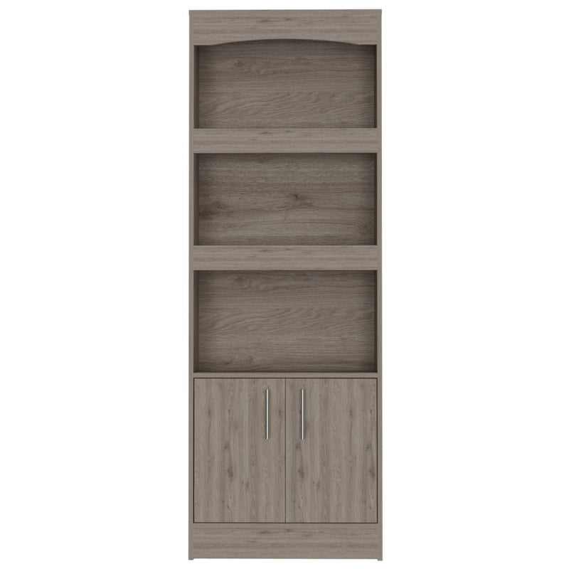 Three Tier Bookcase With Two doors - Light Gray